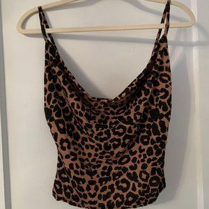 PrettyLittleThing Cheetah Cowl Neck Top